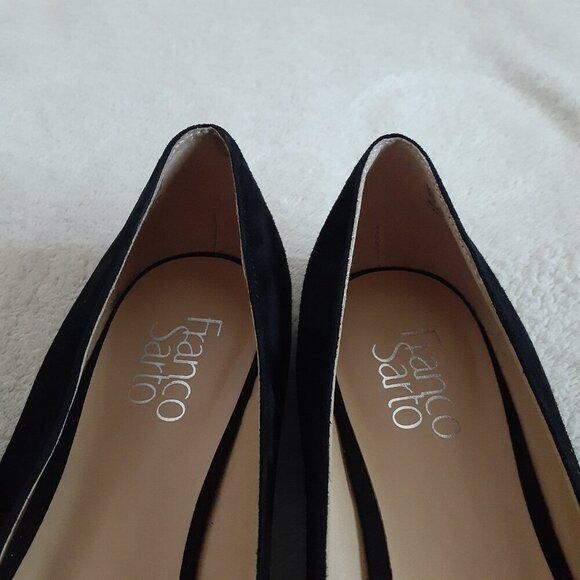 Franco Sarto Women's Size 9 Halissa Black Suede Pointed Toe Criss Cross Flats - Picture 4 of 12